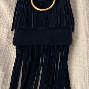 Tory Burch Farrah Navy Suede Phone Crossbody